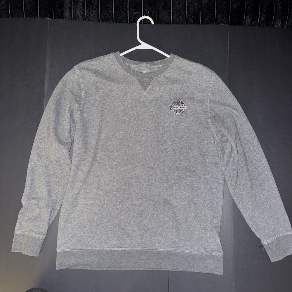 Men's Large Oxford PGA National Gray Crew Neck Logo Pullover Sweatshirt